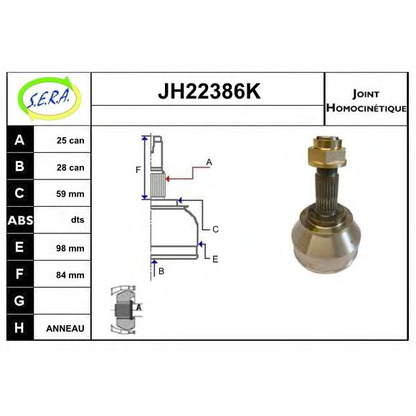 Photo Joint Kit, drive shaft SERA JH22386K
