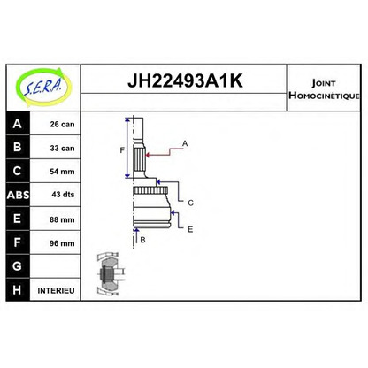 Photo Joint Kit, drive shaft SERA JH22493A1K