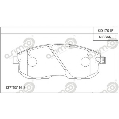 Фото Комплект тормозных колодок, дисковый тормоз ASIMCO KD1701F