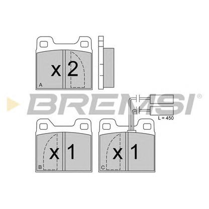 Фото Комплект тормозных колодок, дисковый тормоз BREMSI BP2225