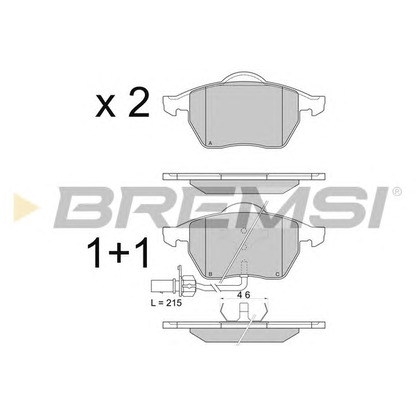 Photo Kit de plaquettes de frein, frein à disque BREMSI BP2816