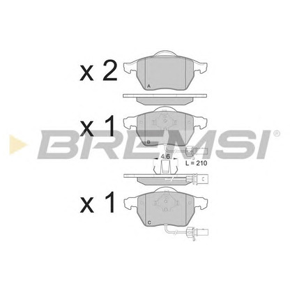 Photo Kit de plaquettes de frein, frein à disque BREMSI BP3071