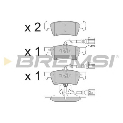 Photo Kit de plaquettes de frein, frein à disque BREMSI BP3282