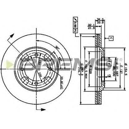 Фото Тормозной диск BREMSI DBA482V