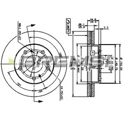 Foto Disco de freno BREMSI DBA722V