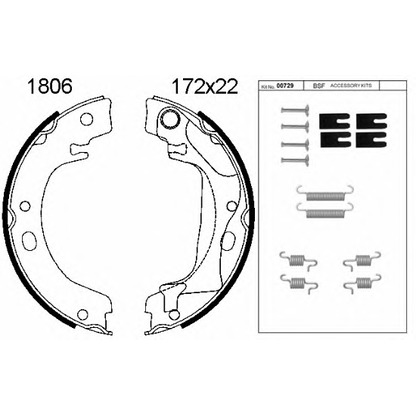 Photo Brake Shoe Set, parking brake BSF 01806K