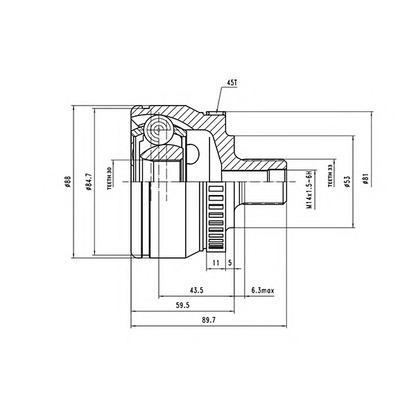 Фото Шарнирный комплект, приводной вал AYWIPARTS AW1510013A