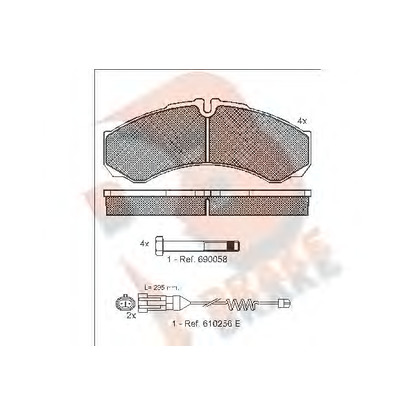 Photo Kit de plaquettes de frein, frein à disque R BRAKE RB1208200
