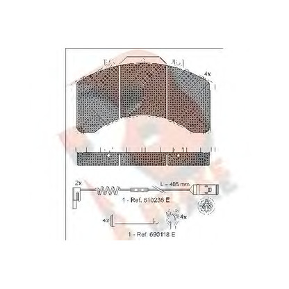 Photo Kit de plaquettes de frein, frein à disque R BRAKE RB1042110