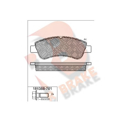 Photo Kit de plaquettes de frein, frein à disque R BRAKE RB1388701