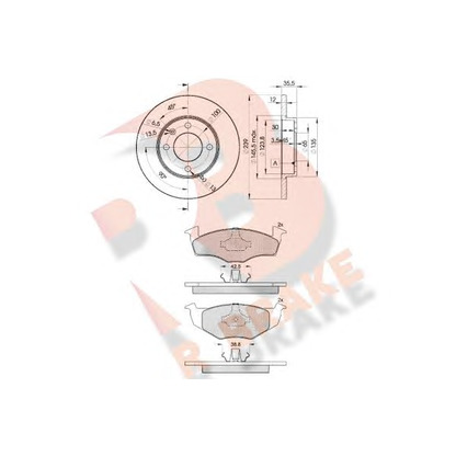 Фото Комплект тормозов, дисковый тормозной механизм R BRAKE 3R11783300