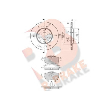Фото Комплект тормозов, дисковый тормозной механизм R BRAKE 3R12489060