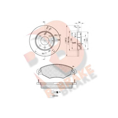 Фото Комплект тормозов, дисковый тормозной механизм R BRAKE 3R12554298
