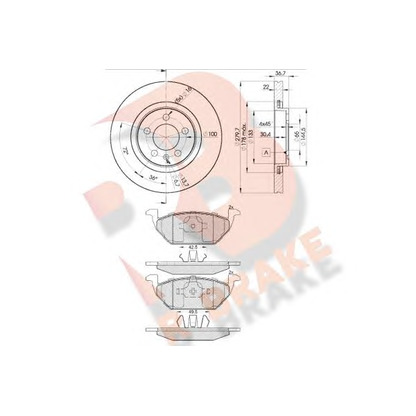 Фото Комплект тормозов, дисковый тормозной механизм R BRAKE 3R13385603