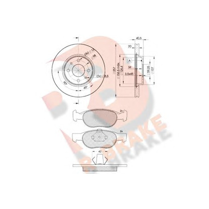 Фото Комплект тормозов, дисковый тормозной механизм R BRAKE 3R13485056
