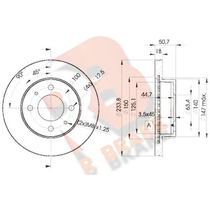 Photo Disque de frein R BRAKE 78RBD20550