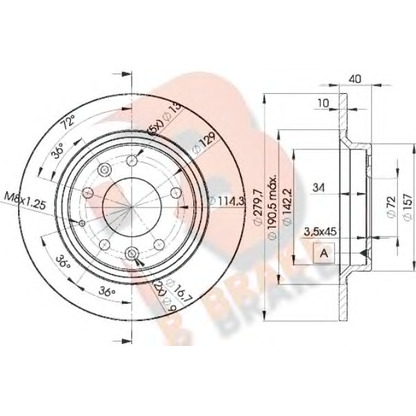 Photo Brake Disc R BRAKE 78RBD23268