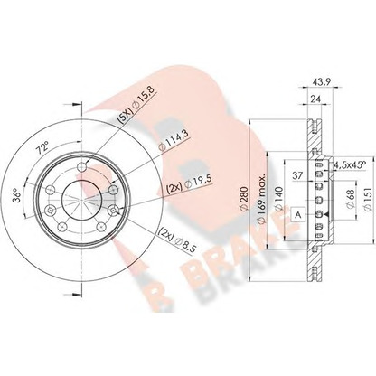 Photo Brake Disc R BRAKE 78RBD24022