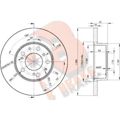 Photo Brake Disc R BRAKE 78RBD24695