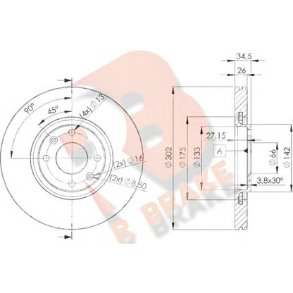 Photo Brake Disc R BRAKE 78RBD24698