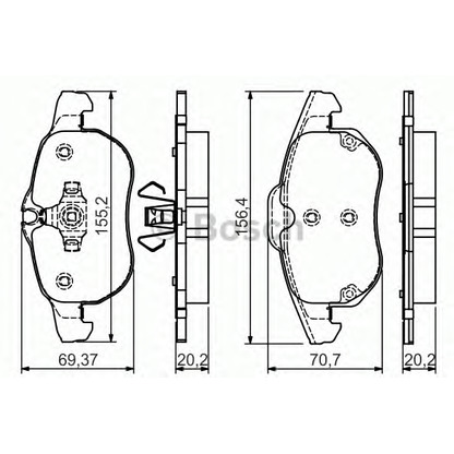 Фото Комплект тормозных колодок, дисковый тормоз BOSCH 0986495053