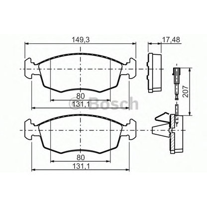 Фото Комплект тормозных колодок, дисковый тормоз BOSCH 0986494463