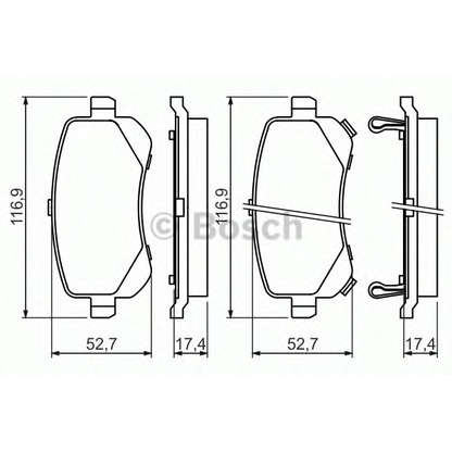 Photo Kit de plaquettes de frein, frein à disque BOSCH 0986494496