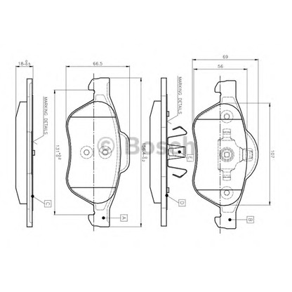 Photo Kit de plaquettes de frein, frein à disque BOSCH 0986TB2434