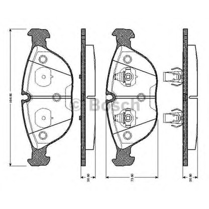 Zdjęcie Zestaw klocków hamulcowych, hamulce tarczowe BOSCH 0986TB2744