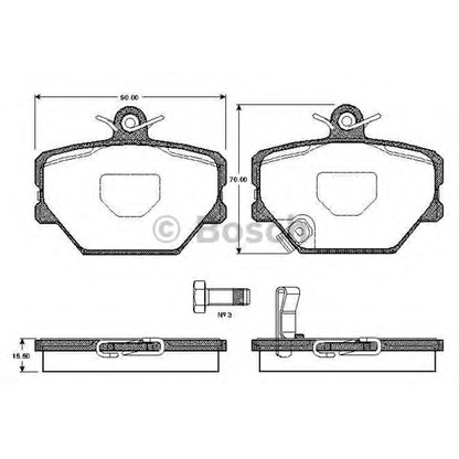 Photo Kit de plaquettes de frein, frein à disque BOSCH 0986TB2787