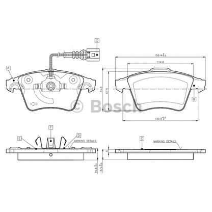 Photo Kit de plaquettes de frein, frein à disque BOSCH 0986TB2864