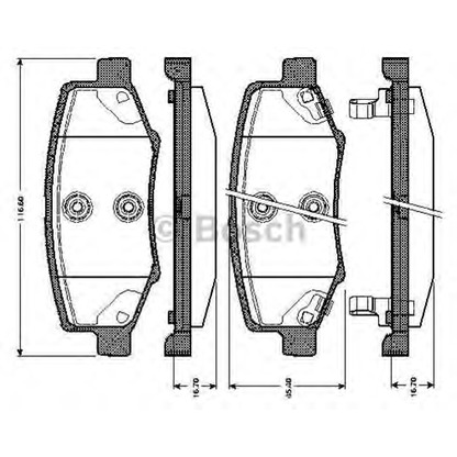 Photo Kit de plaquettes de frein, frein à disque BOSCH 0986TB3009