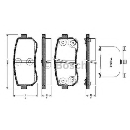 Photo Brake Pad Set, disc brake BOSCH 0986TB3044