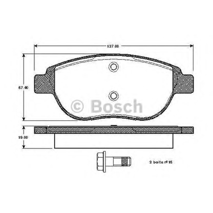 Photo Kit de plaquettes de frein, frein à disque BOSCH 0986TB3057