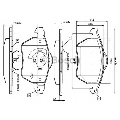 Фото Комплект тормозных колодок, дисковый тормоз BOSCH 0986TB3068