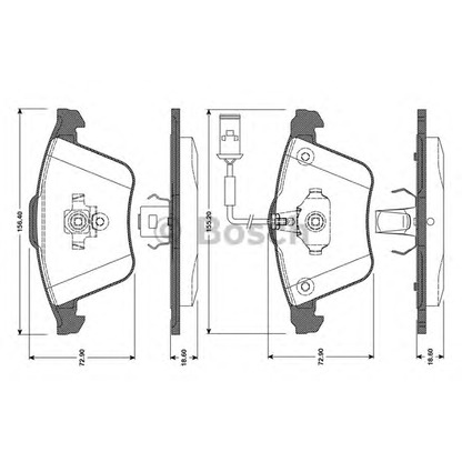 Photo Kit de plaquettes de frein, frein à disque BOSCH 0986TB3080