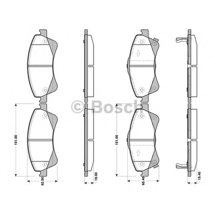 Photo Kit de plaquettes de frein, frein à disque BOSCH 0986TB3086