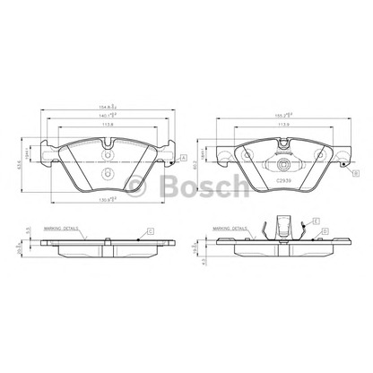 Фото Комплект тормозных колодок, дисковый тормоз BOSCH 0986TB3138