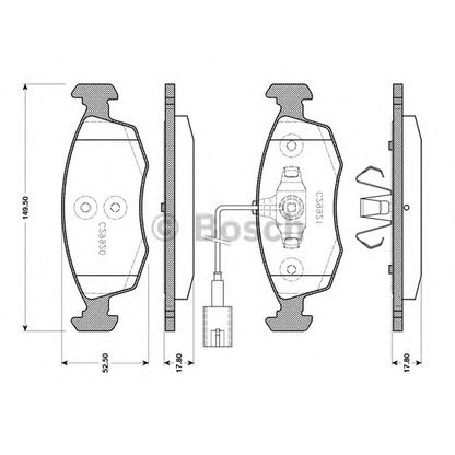 Фото Комплект тормозных колодок, дисковый тормоз BOSCH 0986TB3143