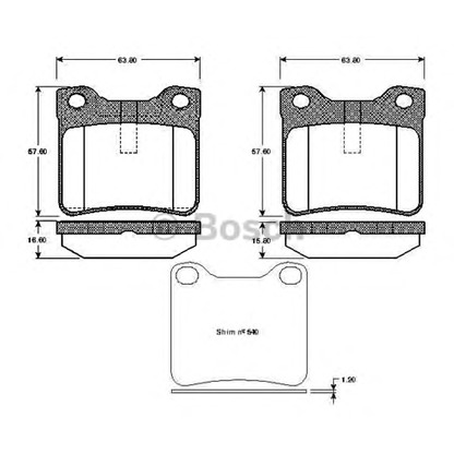 Photo Brake Pad Set, disc brake BOSCH 0986TB2176