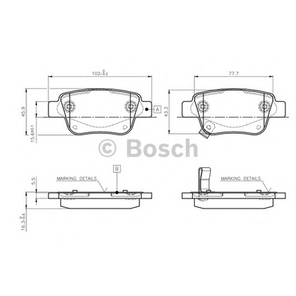 Foto Bremsbelagsatz, Scheibenbremse BOSCH 0986TB2464