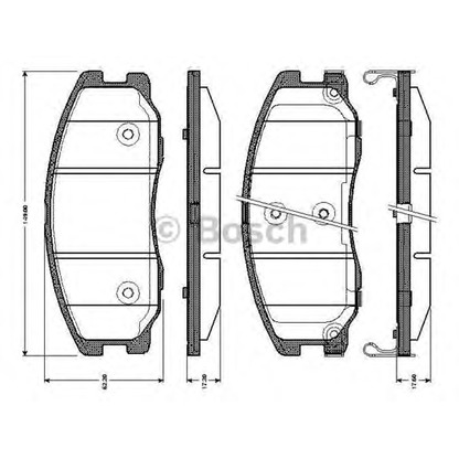 Фото Комплект тормозных колодок, дисковый тормоз BOSCH 0986TB3017