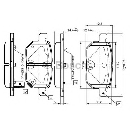 Фото Комплект тормозных колодок, дисковый тормоз BOSCH 0986TB3071