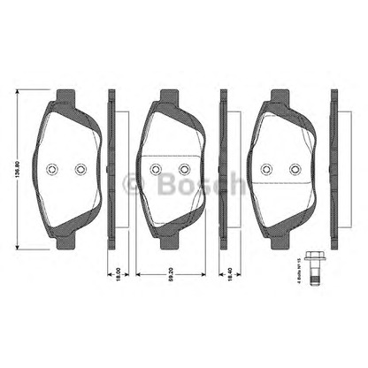 Фото Комплект тормозных колодок, дисковый тормоз BOSCH 0986TB3094