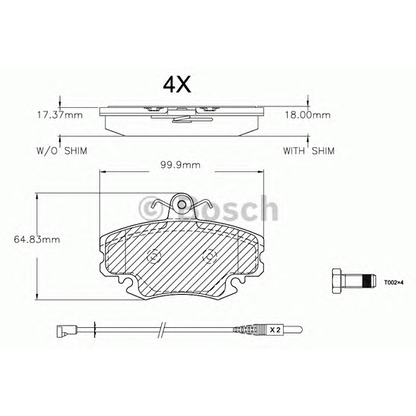 Photo Kit de plaquettes de frein, frein à disque BOSCH F03A150016