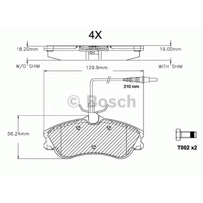 Фото Комплект тормозных колодок, дисковый тормоз BOSCH F03A150022