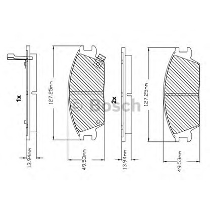 Фото Комплект тормозных колодок, дисковый тормоз BOSCH F03B150007