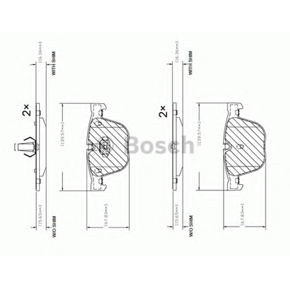 Фото Комплект тормозных колодок, дисковый тормоз BOSCH F03B150104