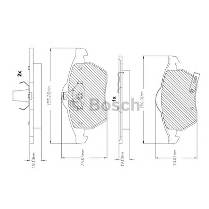 Фото Комплект тормозных колодок, дисковый тормоз BOSCH F03B150293