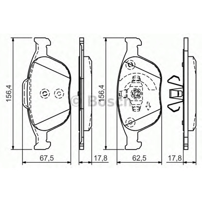 Фото Комплект тормозных колодок, дисковый тормоз BOSCH 0986495066